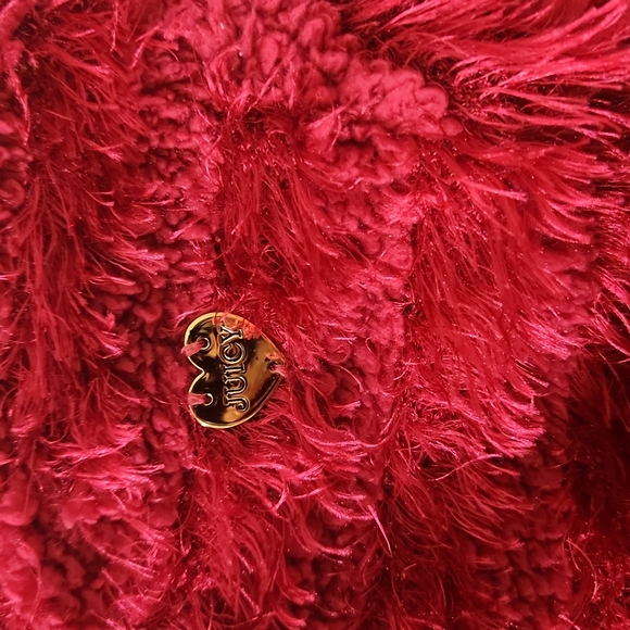 Juicy Couture Girls Hot Pink Fuzzy Textured Pull-Over Heart Sweater Size 6 - Picture 4 of 8